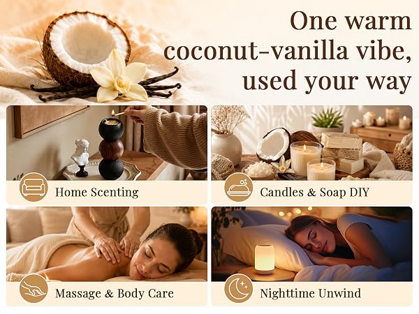 One warm coconut-vanilla vibe, used your way