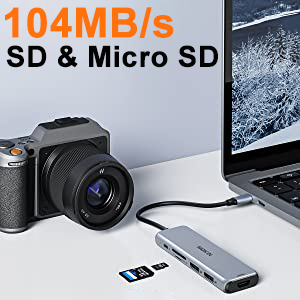 USB C Hub With SD, Micro SD Slot