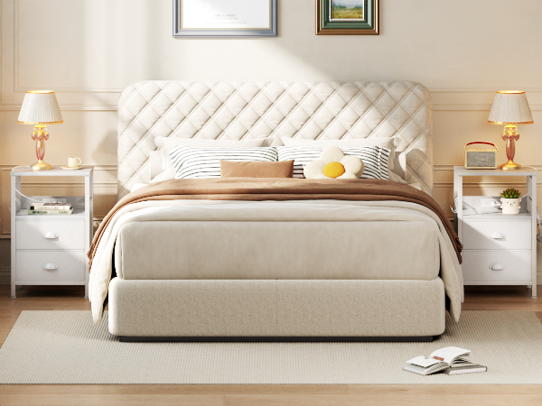 white nightstand with storage drawer 