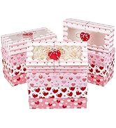 PH PandaHall 24pcs Treat Boxes, Heart Paper Gift Boxes With Window Wedding Favor Box for Cookie D...