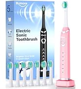 Bymore Electric Toothbrush for Adults,Travel Sonic Toothbrush with 8 Replacement Heads, Ultra Cle...