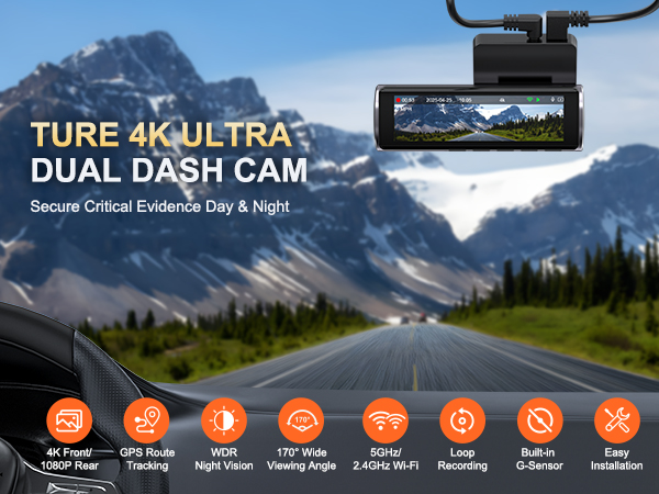 car camera - dash cam front and rear