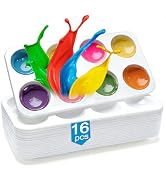 Hulameda 16pcs White Plastic Paint Tray Palettes, 8 Well Rectangular Paint Pallet, Paint Holder T...