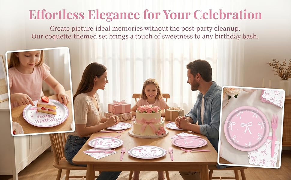 pink bow birthday decorations