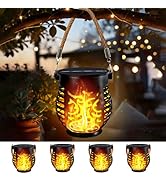 4 Pack Solar Lanterns Outdoor Waterproof, Solar Lantern with Realistic Flickering Flame, Auto On/...