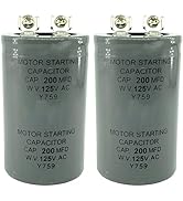 CD60 Capacitors 200uF 200MFD 125VAC 2-Pack Motor Start Capacitors for HVAC, Air Conditioning, Ref...