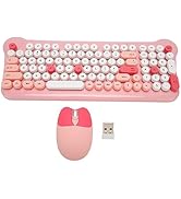 Jectse Keyboard and Combo, Colorful Retro Typewriter Keyboard with Round Keycaps, and Keyboard fo...