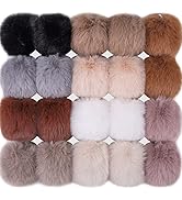 BQTQ 20 Pieces Faux Fur Pom Pom for Hats Scarves Gloves Bags Faux Rabbit Fur Pom Pom Balls with E...