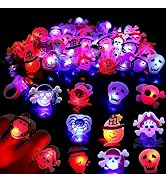 DIYASY Halloween Light Up Rings for Kids,50 Pcs LED Flashing Ring Toys for Halloween Kids Party F...