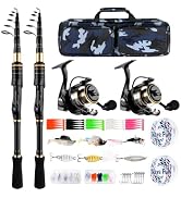 Carbon Fiber Telescopic Fishing Rod Reel Combo with Compact Carrier Bag | Portable Collapsible Sp...