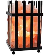 Himalayan Glow Picket Fence Style Metal Basket Lamp-Dimmer Switch &amp; ETL, Certified Cord, Pink Salt