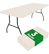 Smiry 3 Pack Rectangle Table Cloth, Elastic Fitted Flannel Backed Vinyl Tablecloths for 6ft Foldi...