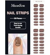 MelodySusie Semi Cured Gel Nail Strips (Brown Cat Eye)- Works with Nail lamp, Salon-Quality, Long...