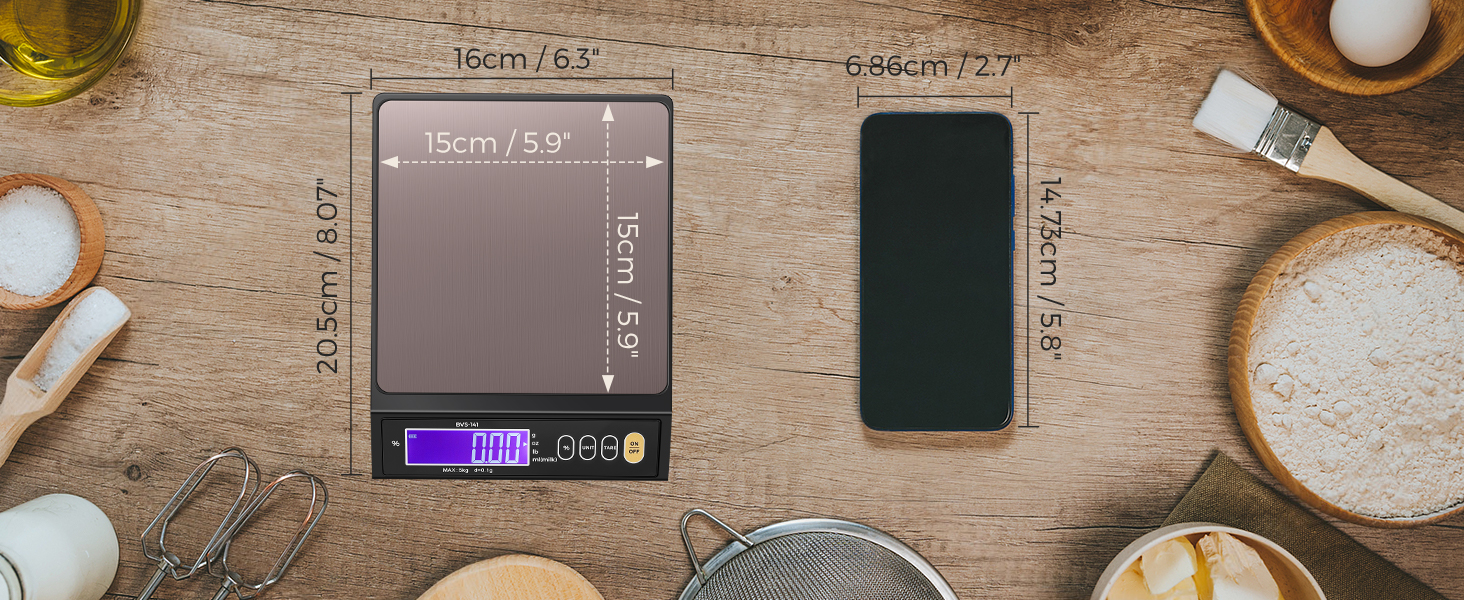 size of the baking scale