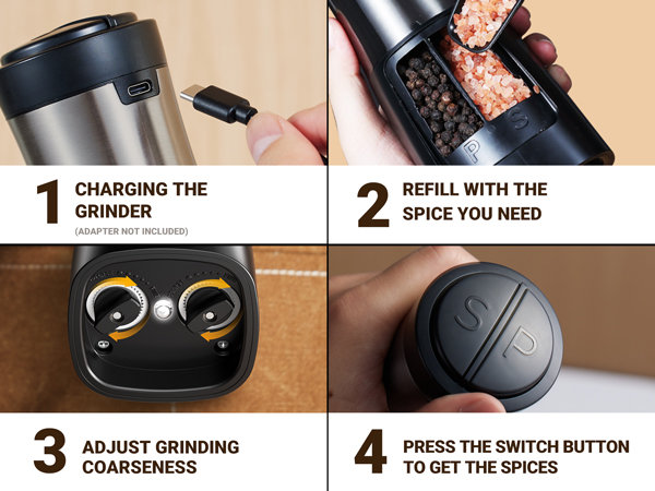 automatic salt and pepper grinder set