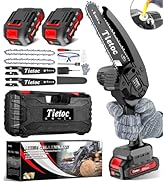 Tietoc Mini Chainsaw 6 Inch Cordless [With 2Pcs 21V Batteries] [2024 Upgrade] Portable Electric C...
