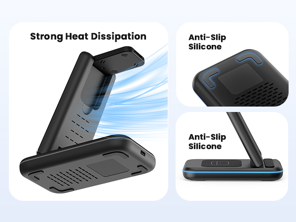 GEEKERA 3 in 1 Wireless Charging Station Foldable Wireless Charger Stand for Multiple Apple Devices