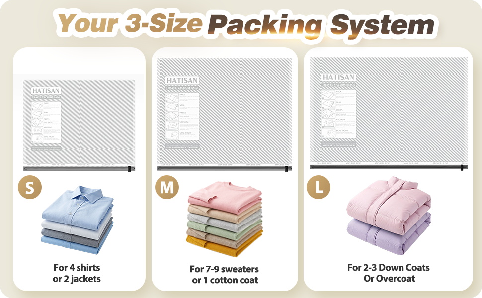 3 sizes Space Saver Compression Bags for Carry-On Luggage &amp;amp; Home Storage