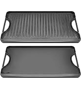 GGC Cast Iron Reversible Griddle, 2-in-1 Griddle Pan for Gas Stove Tops, Gas Grills and Camping, ...