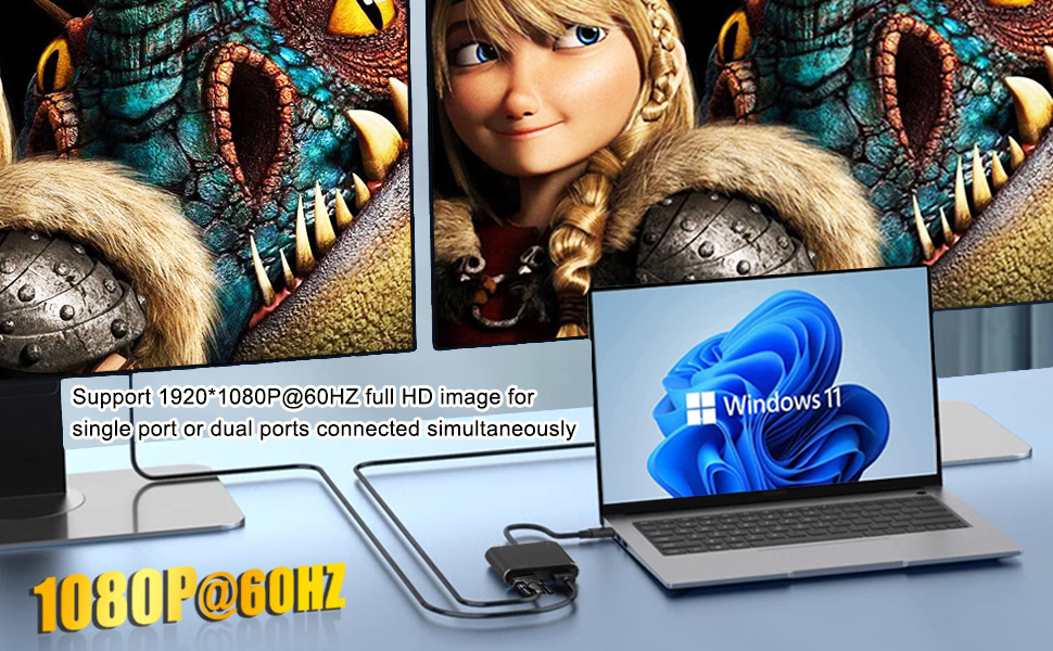 USB 3.0 to VGA Adapter, USB to HDMI Adapter for 2 monitors