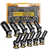 boen 3/8" Drive Swivel Socket Set, 10PCS Deep Impact Universal Joint Sockets, Metric Size (10-19m...