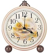 Classic Vintage Table Clock - 5.2in Analog Desk Clock, Silent Non-Ticking Clock with Distressed M...