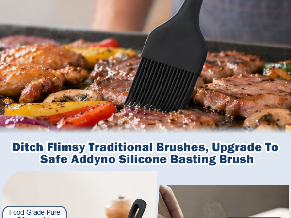 Food-grade silicone basting brush for steak grilling, no dye contamination
