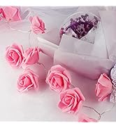 VIPMOON Pink Rose String Lights, Fairy Lights for Bedroom Battery Operated LED Flower Lights, Rom...