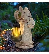 ILLUMINEW Solar Garden Statues Rabbit Lights, Outdoor Lighted Bunny Garden Decor Waterproof Figur...