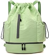 JELUTAR Drawstring Backpack for Men Women Water-Resistant Gym Bag with Shoe Compartment Lightweig...