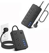 Asamoom 2pcs 20 FT Extension Cord with Multiple Outlets