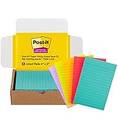 Post-it Super Sticky Notes, 4x6 in, 5 Pads/Pack, 90 Sheets/Pad, Exclusive Bright Color Col...