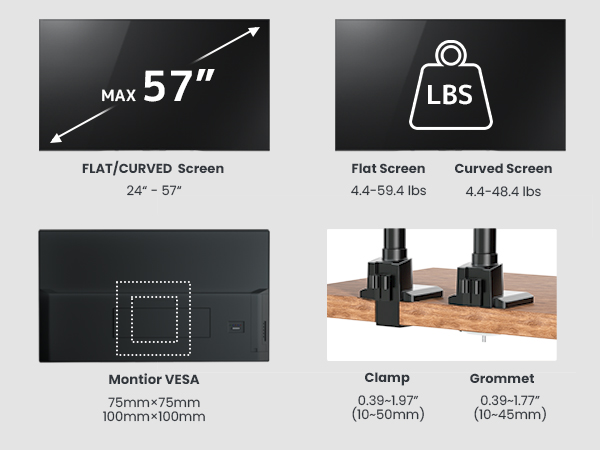 57 inch monitor arm
