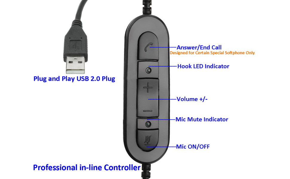 Computer Laptop PC Headset with Microphone Noise Cancelling