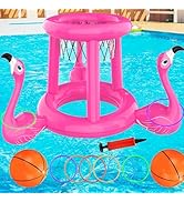 Uniqhia Pool Floats Toys Games Set, 2-in-1 Floating Pool Basketball Hoops &amp; Pool Ring Toss Game, ...