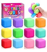 12 Pack Slow Rising Stress Cube, Dough Stress Balls Squishy Fidget Toys for Anxiety Relief, Soft ...