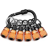 ELEAD 6-Piece Bit Holder Key Chain, 1/4 inch Orange Hex Shank Bit Holders, Quick Release Design w...