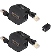 SQWRWY Cat 7 Ethernet Cable, Retractable Flat 4.9FT RJ45 High-Speed LAN Internet Patch Cable, Eas...