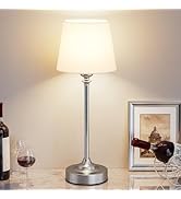 Kakanuo Cordless Table Lamp Rechargeable Silver - 1 Pack 4000mAH Battery Operated Lamp for Decor,...