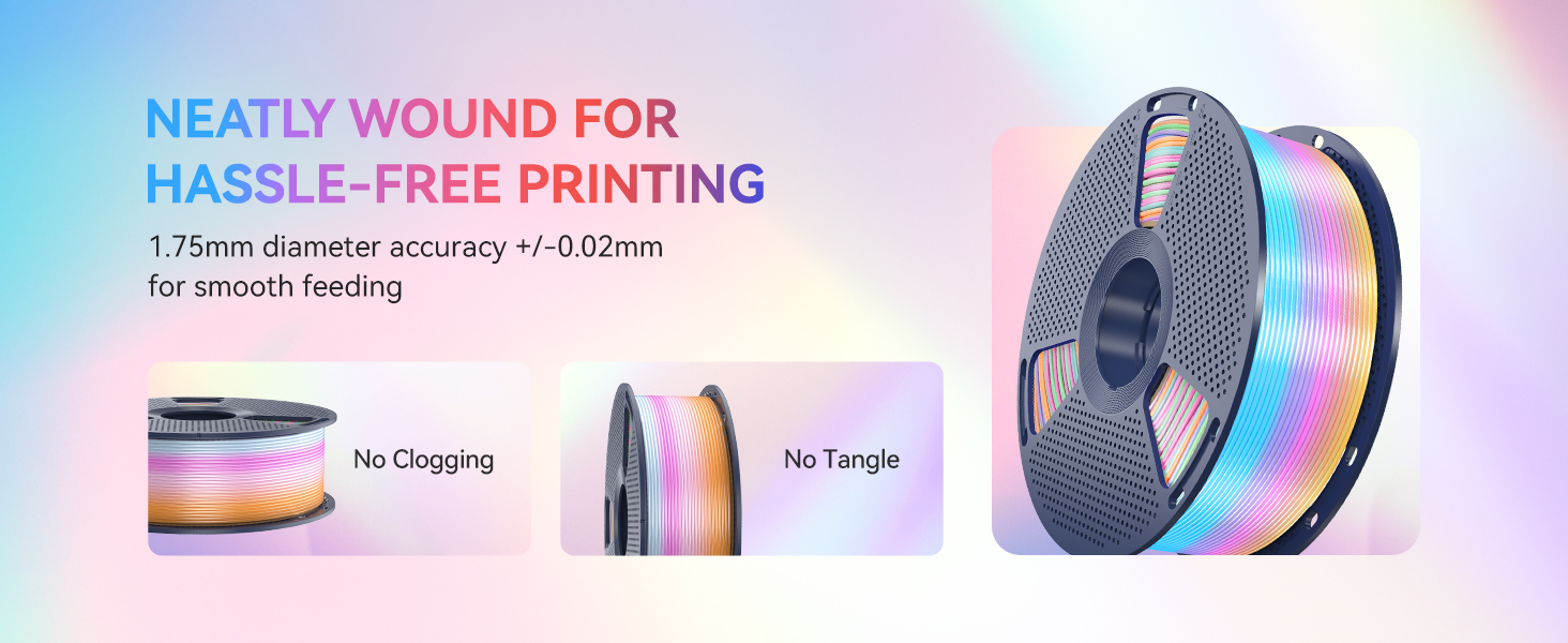 sunlu 3d printer filament rainbow silk filament color changing multicolored rainbow multi color