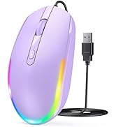 seenda Wired Mouse - USB Computer Mice Wired with RGB Backlit Optical LED Mouse with Attached USB...
