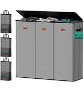 MECINFUL Laundry Hamper 3 Compartment 185L, Large Laundry Hamper with Lid and 3 Inner Bags, Dirty...