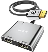 UANTIN DisplayPort to Dual HDMI Adapter | 4K 60Hz DP to HDMI Splitter Extended Display Adapter fo...