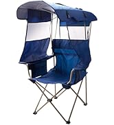 Huskfirm Blue Camping Chair for Beach | Canopy Shade, UPF 50+ Sun Shade, Cup Holder, Side Pocket,...