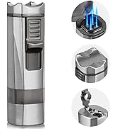 Kantion Cigar Lighter, 4 Jet Flame Torch Lighter Refillable Butane Lighter Windproof Lighter with...