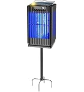 Solar Bug Zapper Outdoor Waterproof, Solar Mosquito Zapper Outdoor with Ground Bracket, Cordless ...