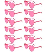NACHLYNN 12 Pairs Rose Red Heart Sunglasses for Women Rimless Heart Shaped Sunglasses Candy Heart...