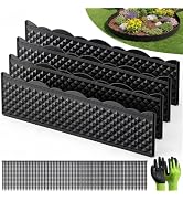 Grenebo 4.72"×33.2' Landscape Edging Kit, Garden Edging Border with 75 Pcs Stakes &amp; Gloves, No Di...