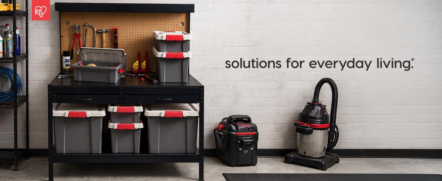 Lockable Storage Bins with Lids Heavy Duty, Stackable Containers, Garage Organizing Bins Moving Tubs