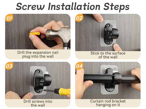 no screw curtain rod holder